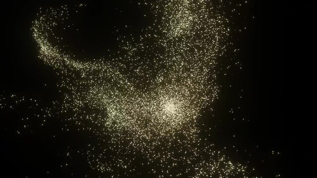 3D abstract lights, trendy video effect, brighting stars in universe, free copy space with black background, turbulence, magnetic flux, golden, sci-fi video art, organic shapes, design elements