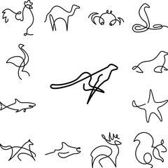 Leopard one line icon in a collection with other items