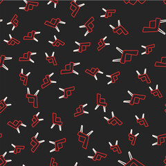 Line Armchair icon isolated seamless pattern on black background. Vector