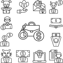 Bribe, Briefcase icon in a collection with other items