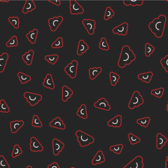 Line Cloud icon isolated seamless pattern on black background. Vector