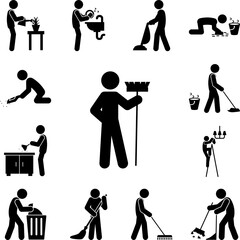 Obraz premium man cleaning icon in a collection with other items