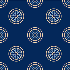 Line Stopwatch icon isolated seamless pattern on blue background. Time timer sign. Chronometer sign. Vector