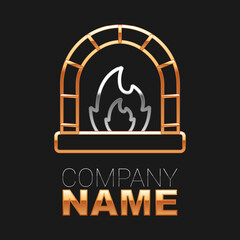 Line Blacksmith oven icon isolated on black background. Colorful outline concept. Vector