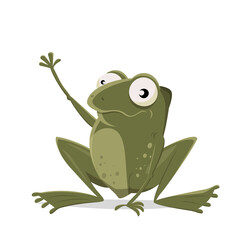 funny cartoon illustration of a greeting frog