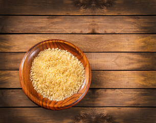 Panko Japanese bread in crumbs in the wooden bowl