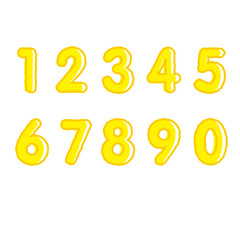 ラフな線と版ズレの数字セット　黄色