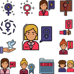 girl, women's day, speech bubbles, avatar icon in a collection with other items