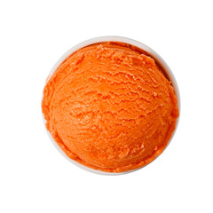 Peach ice cream ball isolated on white background