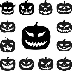 pumpkin halloween silhouette icon in a collection with other items