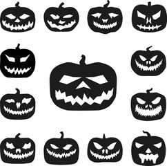 pumpkin halloween silhouette icon in a collection with other items