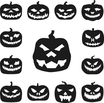 pumpkin halloween silhouette icon in a collection with other items