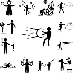 energy man icon in a collection with other items