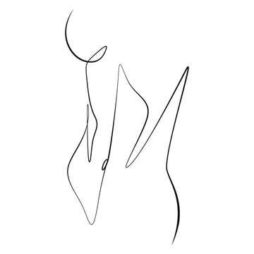 recommend clip art: Abstract woman one line drawing, shapes on white isolated background. Modern minimalist female body concept. Human figure hand drawn, vector illustration