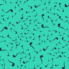 Black Kitchen ladle icon isolated seamless pattern on green background. Cooking utensil. Cutlery spoon sign. Vector