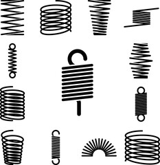 Metal spring icon in a collection with other items