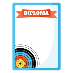 Fototapeta premium Winner Diploma or charter. Archery sport equipment. Summer games.