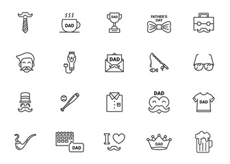 Father day line icon. Happy day man mustache dad illustration line icon.