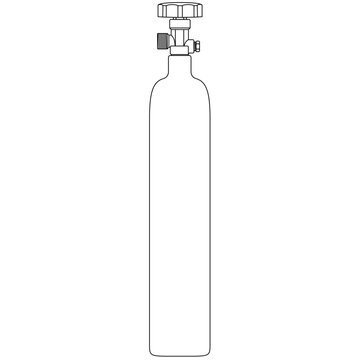 500g CO2 Gas cylinder, Reusable carbon dioxide compressed gas bottle for aquaristics, industry and medicine sketch drawing, contour lines drawn