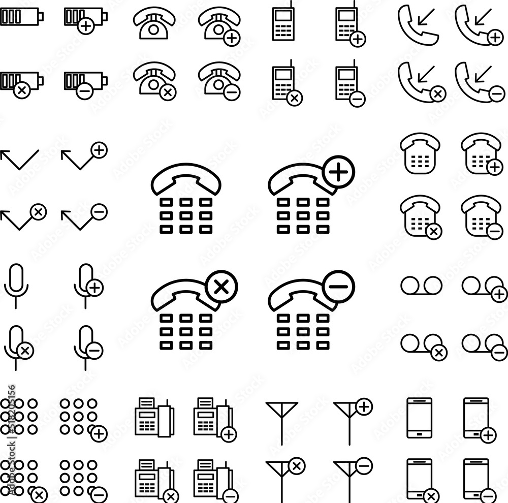 Poster set of handset button set icon in a collection with other items