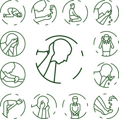 Muslim man prayer salah icon in a collection with other items