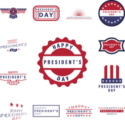 Happy President's day 2 colored icon in a collection with other items