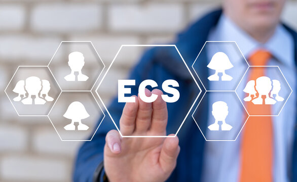 ECS Electronic Clearing Service Business Concept. Clearing electronic technology of cashless payments.