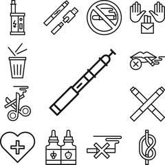 Quit smoking, vaper icon in a collection with other items
