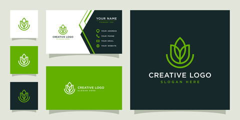 Vector graphics of simple flower logo design template