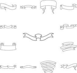 Scroll, ribbon illustration icon in a collection with other items