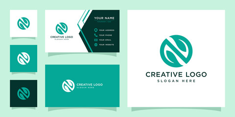 Vector graphic of letter N combined with nature logo design template