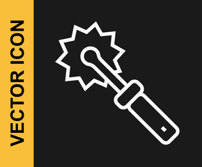 White line Cutter roll for honey icon isolated on black background. Tool of the beekeeper. Vector