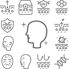 Fresh, face icon in a collection with other items