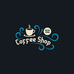 coffee shop vintage logo. coffee shop vintage label. coffee retro.