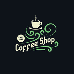 coffee shop vintage logo. coffee shop vintage label. coffee retro.