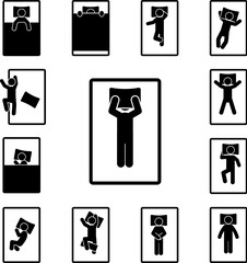 man sleep on back with pillow on face icon in a collection with other items