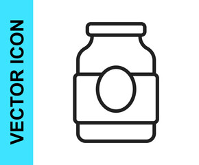 Black line Jam jar icon isolated on white background. Vector