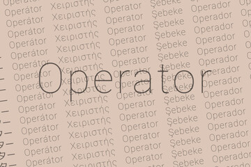 Word Operator in languages of world. Logo Operator on Dull amaranth pink color