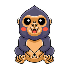 Cute little king kong cartoon sitting