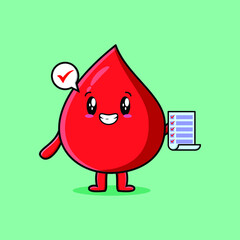 Cute cartoon blood drop character holding checklist note in concept flat cartoon style