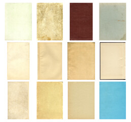 Old paper textures set. Blank old pages with rough faded surface. Perfect for background and vintage style design. Empty place for text.