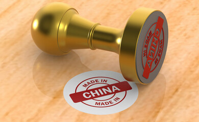 Golden stamp with made in China word