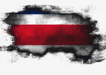 Costa Rica flag painted with brush