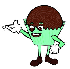  Brigadeiro mascot making presentations. Chocolate food character vector illustration. isolated on white background.