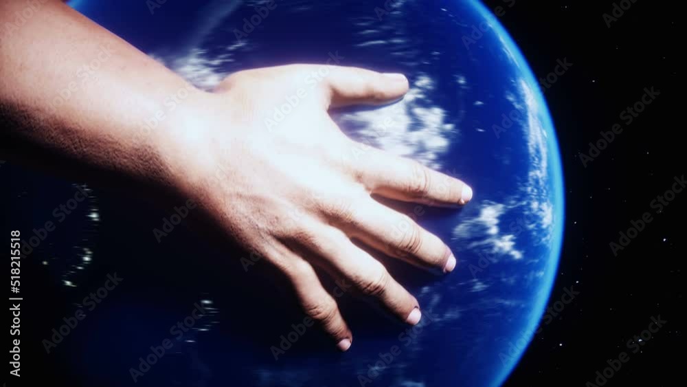 Canvas Prints the earth planet in hands. outer space. realistic 4k animation.