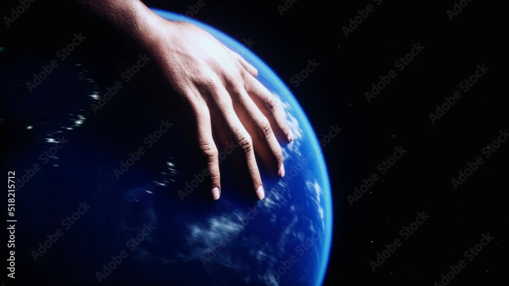 Canvas Prints the earth planet in hands. outer space. realistic 4k animation.