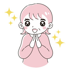 ときめくシニア女性のイラスト