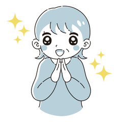 ときめくシニア女性のイラスト