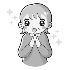 ときめくシニア女性のイラスト