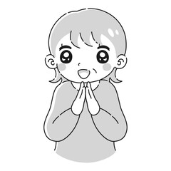 ときめくシニア女性のイラスト